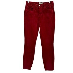 L’AGENCE Margot Burgundy Velvet High Rise Skinny Ankle Jeans Sz 25